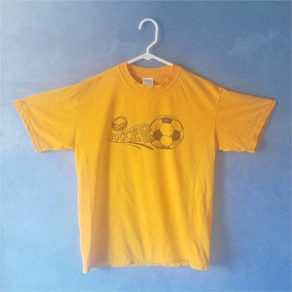 Gildan Other - Yellow short sleeved Soccer Themed Tee #1 EUC